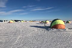 04A The 24 Hour Sun Shines On The Tents Of Union Glacier Camp Antarctica At One Thirty In The Morning
